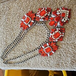 Ladies red bib necklace